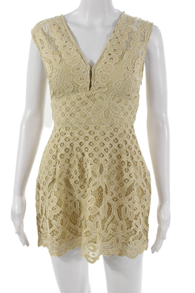 Free People Womens Bodycon Floral V Neck Sleeveless Zip Nylon Dress Size 0