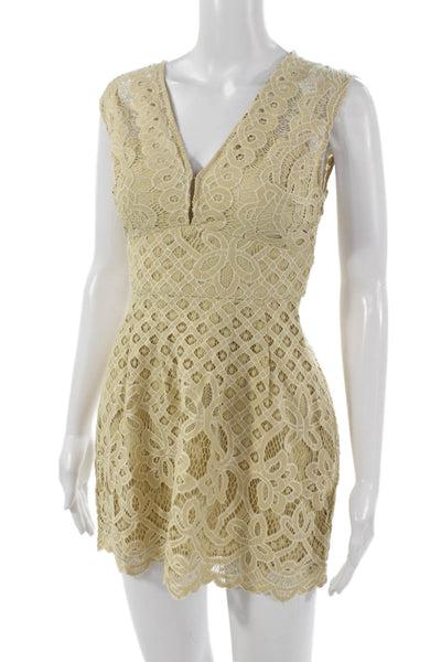 Free People Womens Bodycon Floral V Neck Sleeveless Zip Nylon Dress Size 0