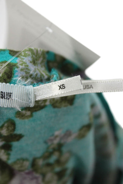 Kimchi Blue Womens T-Shirt Dress Blue Floral Scoop Neck Short Sleeve Size XS