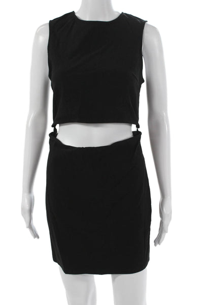Lucca Women Bodycon Dress Black Rayon Sleeveless Round Neck Short Size L