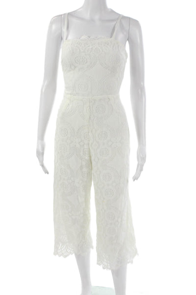 Beach Riot Womens Floral Square Neck Sleeveless Jumpsuit White Zip Size S