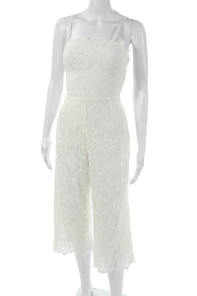Beach Riot Womens Floral Square Neck Sleeveless Jumpsuit White Zip Size S