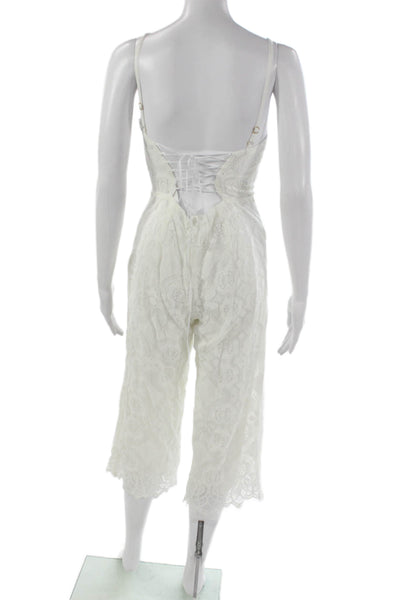 Beach Riot Womens Floral Square Neck Sleeveless Jumpsuit White Zip Size S