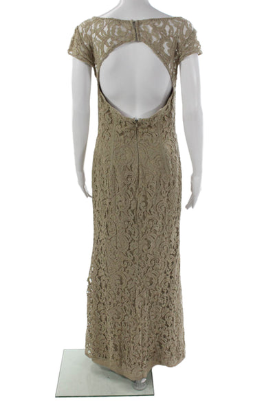 Monique Lhuillier Womens Mermaid Beige Boatneck Zip Dress Size 8