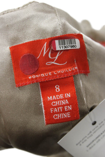 Monique Lhuillier Womens Mermaid Beige Boatneck Zip Dress Size 8