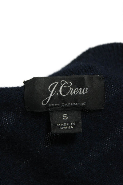 J Crew Womens Cashmere Geometric Crewneck Pullover Sweater Blue Size S