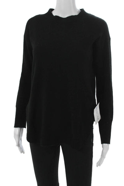 J Crew Womens Black Cashmere Mock Neck Pullover Sweater Long Sleeve Size 2XS