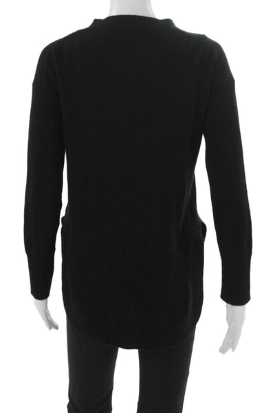 J Crew Womens Black Cashmere Mock Neck Pullover Sweater Long Sleeve Size 2XS