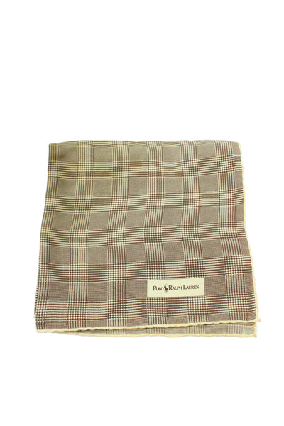Polo Ralph Lauren Mens Glen Print Hand Stitch Pocket Square Brown