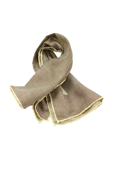 Polo Ralph Lauren Mens Glen Print Hand Stitch Pocket Square Brown