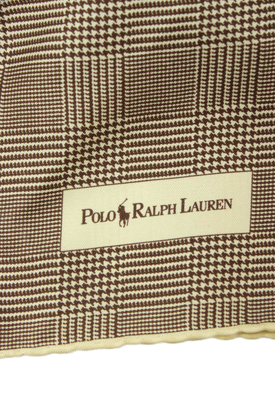 Polo Ralph Lauren Mens Glen Print Hand Stitch Pocket Square Brown