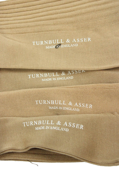 Turnbull & Asser Womens Ribbed Knit Knee High Socks Light Khaki Set of 14