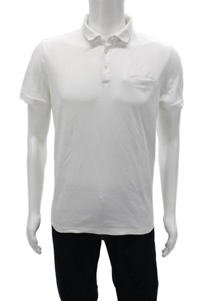 Boss Hugo Boss Mens Short Sleeve Collared Pocket Polo Shirt White Size Medium