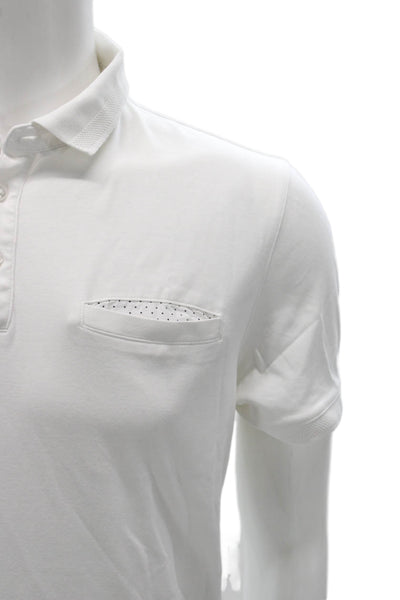 Boss Hugo Boss Mens Short Sleeve Collared Pocket Polo Shirt White Size Medium