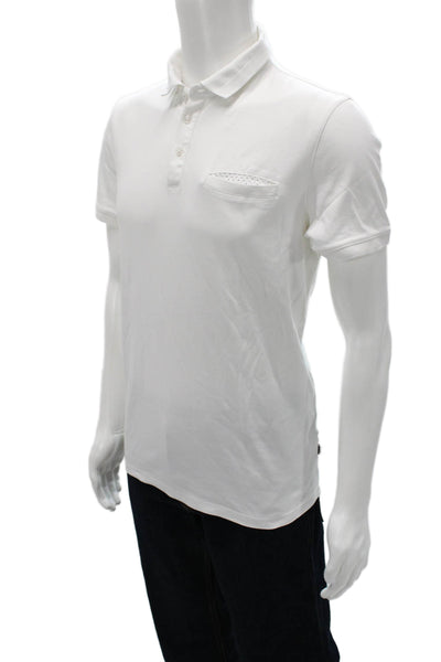 Boss Hugo Boss Mens Short Sleeve Collared Pocket Polo Shirt White Size Medium