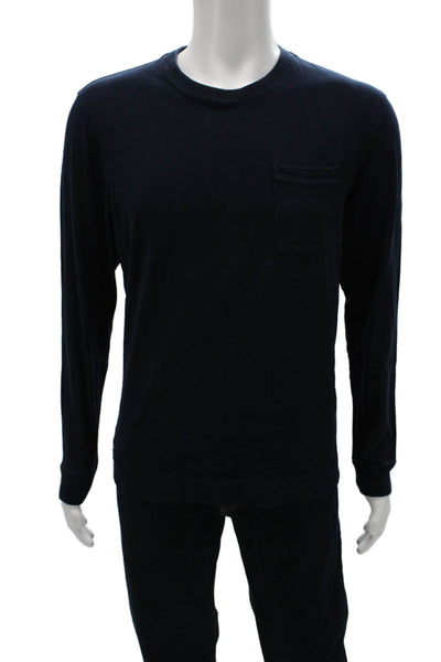 Ted Baker London Mens Long Sleeve Cotton Crew Neck T-Shirt Blue Size 4