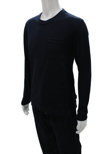 Ted Baker London Mens Long Sleeve Cotton Crew Neck T-Shirt Blue Size 4