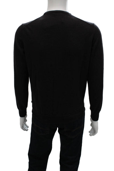 Ferrante Mens Black Merino Wool Pullover Crewneck Size IT 50