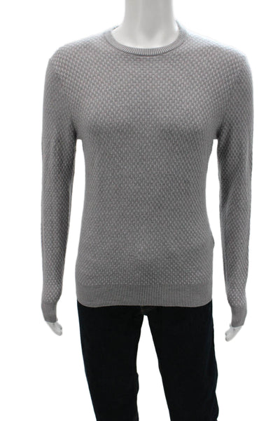 Ferrante Mens Pullover Crewneck Gray Geometric Wool Fall Size IT 50