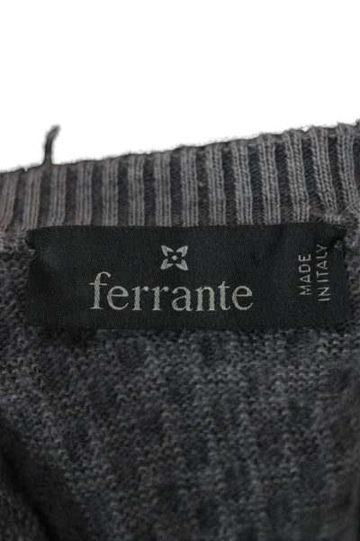 Ferrante Mens Pullover Crewneck Gray Geometric Wool Fall Size IT 50