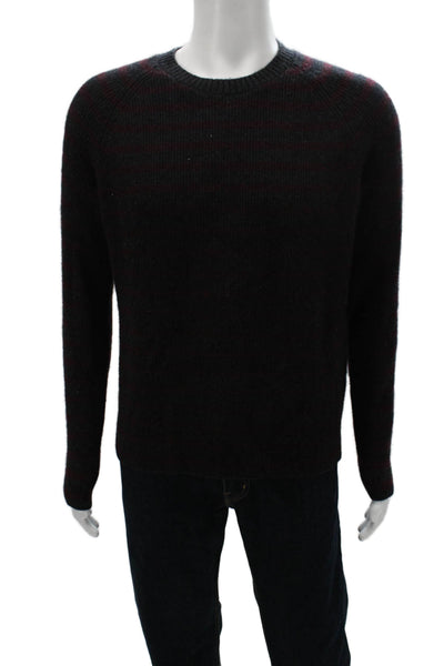 Vince Mens Black Wool Striped Crew Neck Pullover Sweater Size M