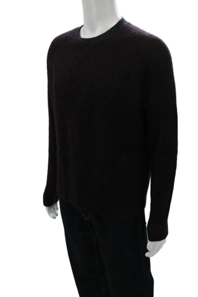 Vince Mens Black Wool Striped Crew Neck Pullover Sweater Size M