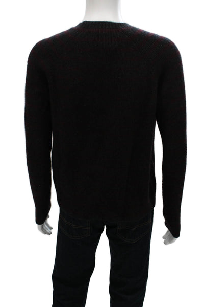 Vince Mens Black Wool Striped Crew Neck Pullover Sweater Size M