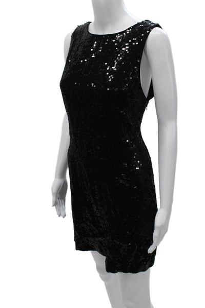 Alice + Olivia Women Bodycon Dress Black Viscose Boat Neck Sleeveless Size S