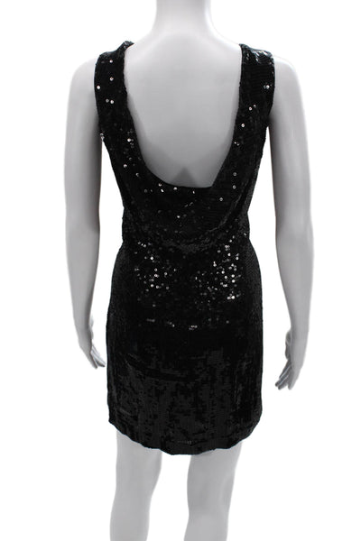 Alice + Olivia Women Bodycon Dress Black Viscose Boat Neck Sleeveless Size S
