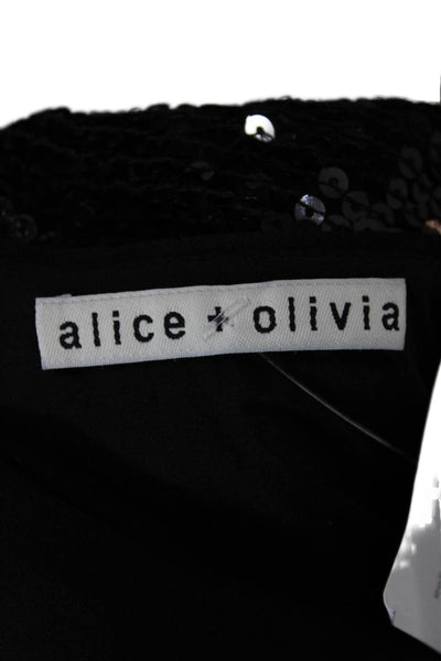 Alice + Olivia Women Bodycon Dress Black Viscose Boat Neck Sleeveless Size S