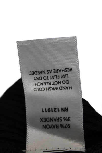 LNA Women Black Rayon Halter Long Sleeve Basic T-Shirt Size M