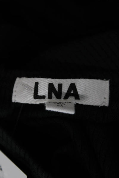 LNA Women Black Rayon Halter Long Sleeve Basic T-Shirt Size M
