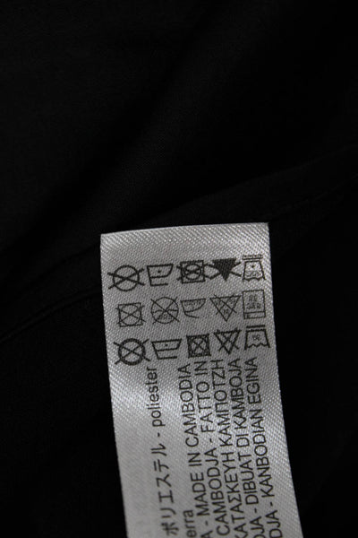 Zara Women Basic Button-Up Blouse Black Collared Long Sleeve Polyester Size M