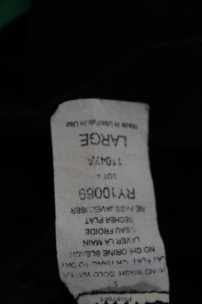 Elan Womens Cropped Blouse Black Scoop Neck Tie Rayon Blend Size L