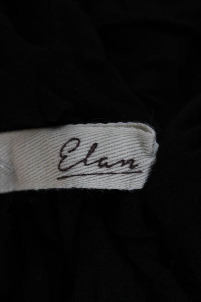 Elan Womens Cropped Blouse Black Scoop Neck Tie Rayon Blend Size L