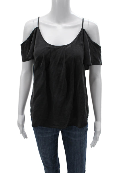 Joie Womens Basic Black Viscose Blend Sleeveless Scoop Neck Blouse Size L