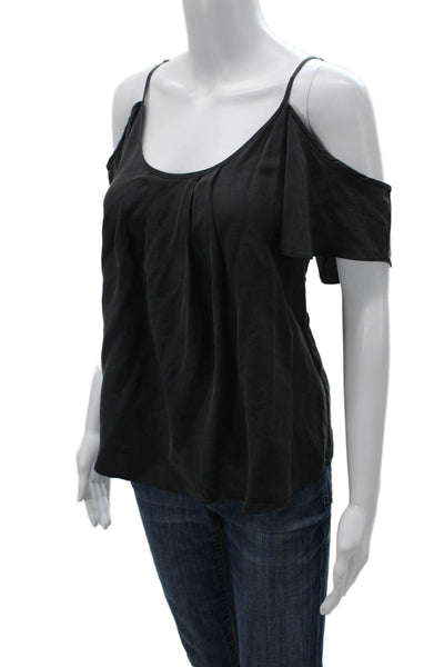 Joie Womens Basic Black Viscose Blend Sleeveless Scoop Neck Blouse Size L