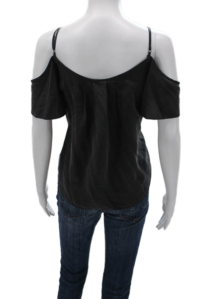 Joie Womens Basic Black Viscose Blend Sleeveless Scoop Neck Blouse Size L
