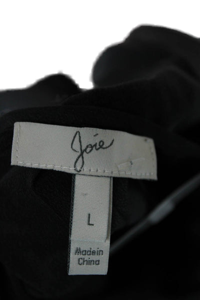 Joie Womens Basic Black Viscose Blend Sleeveless Scoop Neck Blouse Size L