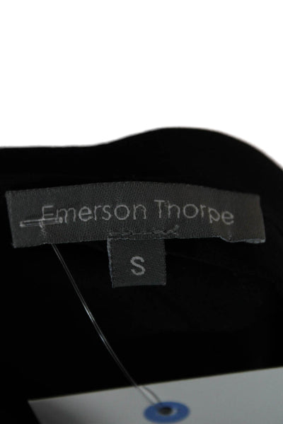 Emerson Thorpe Womens Black Silk V-Neck Long Sleeve Basic Blouse Size S