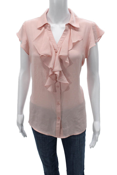 Calvin Klein Women Basic Collared Sleeveless Blouse Pink Size L