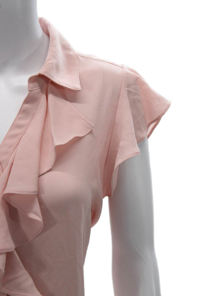 Calvin Klein Women Basic Collared Sleeveless Blouse Pink Size L