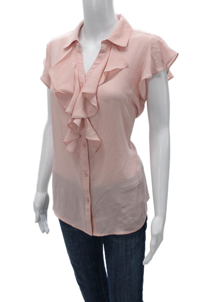 Calvin Klein Women Basic Collared Sleeveless Blouse Pink Size L
