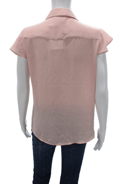 Calvin Klein Women Basic Collared Sleeveless Blouse Pink Size L