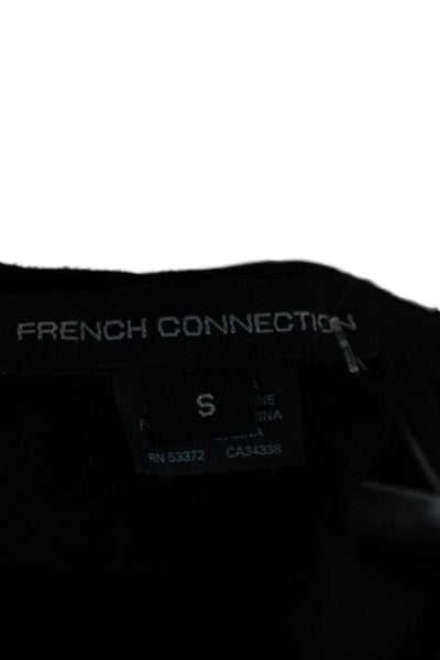 French Connection Women Off Shoulder Black Polyester Short Sleeve Blouse Size S