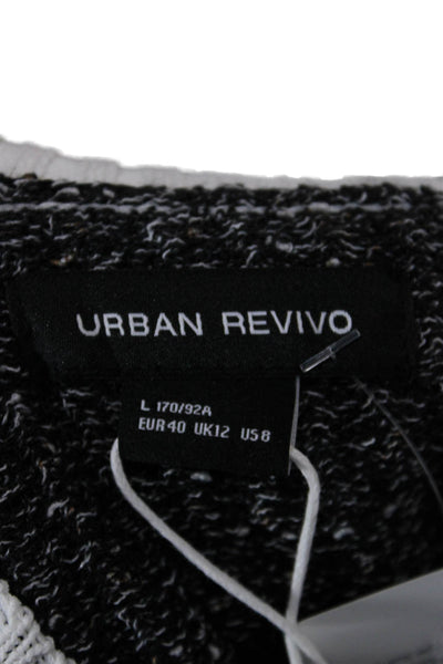Urban Revivo Women Black Acrylic Round Neck Solid Short Sleeve Cardigan Size L
