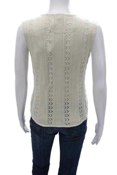 J Crew Womens Ivory Striped Cotton Crewneck Sweater Vest Sleeveless Size S