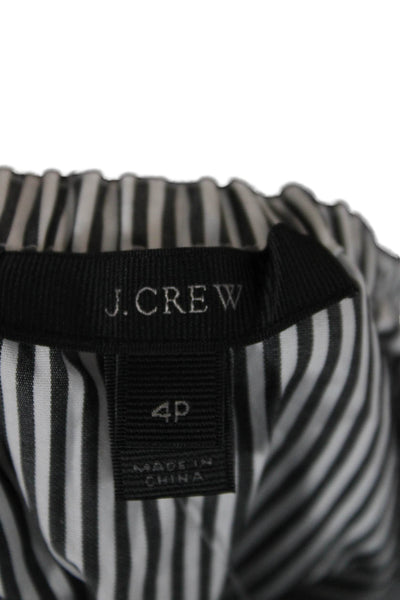 J Crew Women Sleeveless Striped Cotton Basic Blouse White Round Neck Size 4P