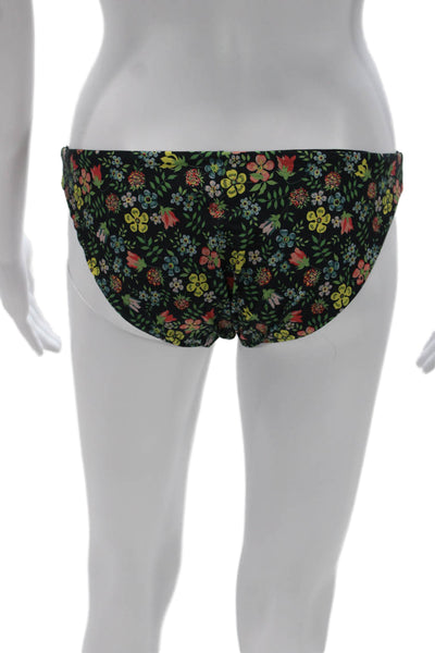 J Crew Women Floral Two-Piece Swimwear Black Polyamide Size XS