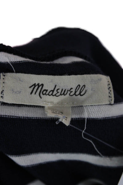 Madewell Women T-Shirt Dress Blue Striped Cotton Crew Neck Short Sleeve Size XS